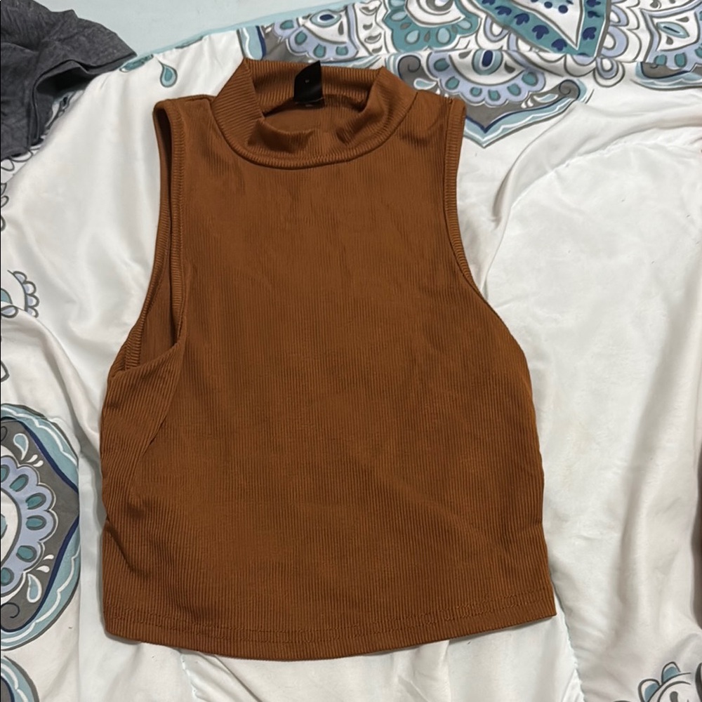 SHEIN Brown Fitted Sleeveless Tank Top